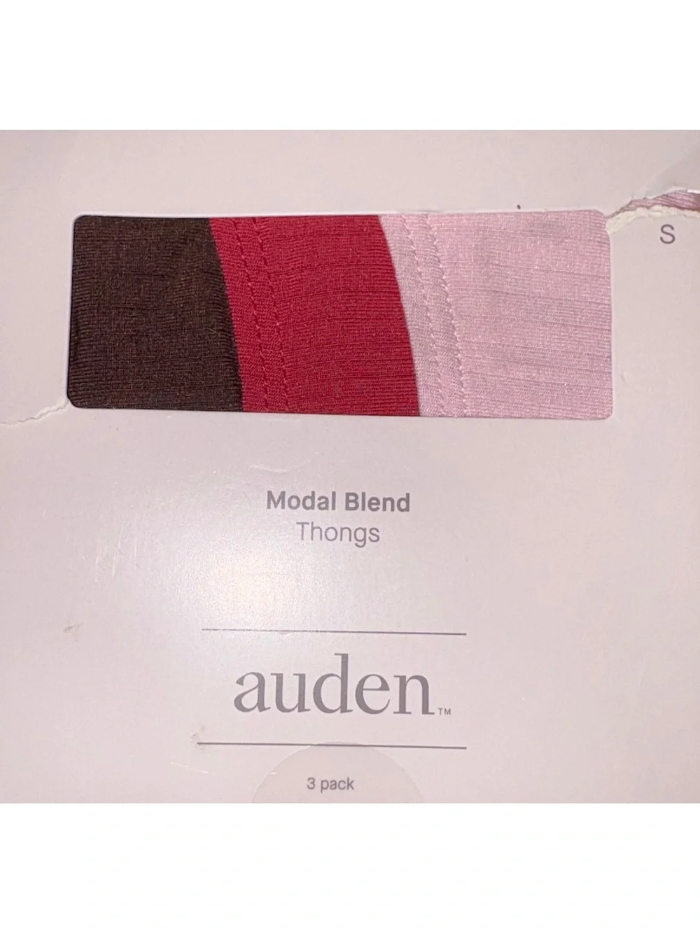 3-Pack Auden Ribbed Thong Panties (Size Small)